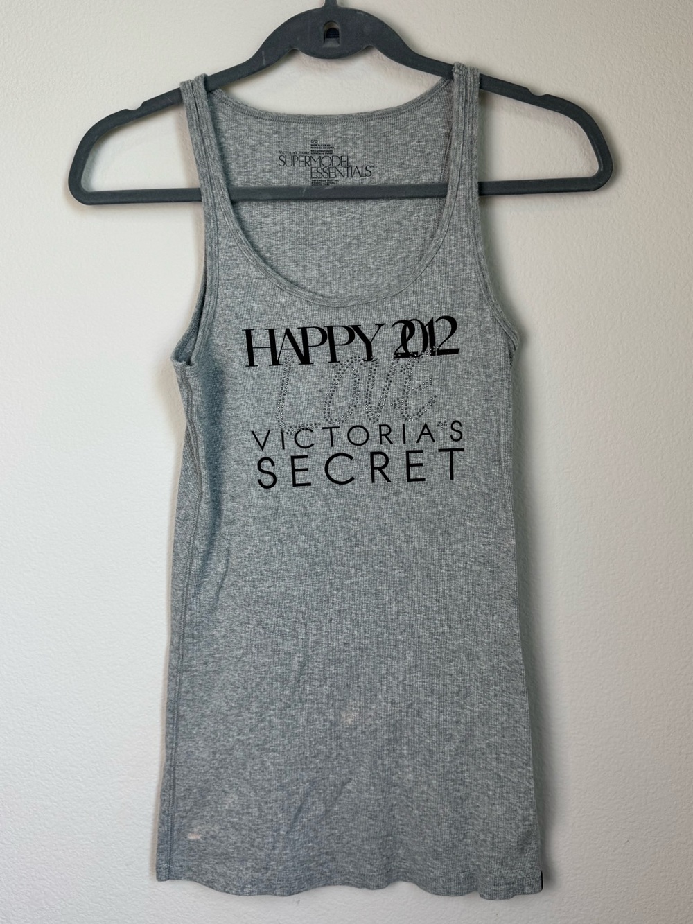 Victoria's Secret Gray 'Happy 2012' Tank Top Y2K
